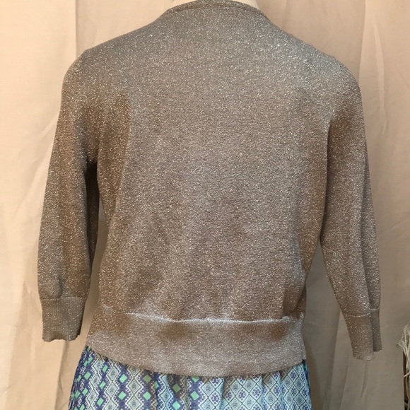 White & Warren Silver Sparkly Cardigan - Picture 2 of 5